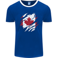 Torn Canada Flag Canadian Day Football Mens Ringer T-Shirt FotL Royal Blue/White