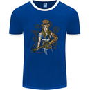 A Steampunk Woman With a Crossbow Mens Ringer T-Shirt FotL Royal Blue/White