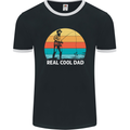 Reel Cool Dad Funny Fathers Day Fishing Mens Ringer T-Shirt FotL Black/White