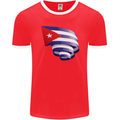 Curled Cuba Flag Cuban Day Football Mens Ringer T-Shirt FotL Red/White