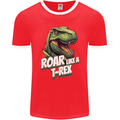 Roar Like a T-Rex Dinosaur Mens Ringer T-Shirt FotL Red/White