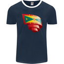 Curled Grenada Flag Grenadians Day Football Mens Ringer T-Shirt FotL Navy Blue/White