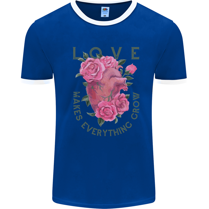 Love Makes Everything Grow Valentines Day Mens Ringer T-Shirt Royal Blue/White