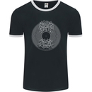 Vinyl Music Sound Waves Turntable DJ Decks Mens Ringer T-Shirt FotL Black/White