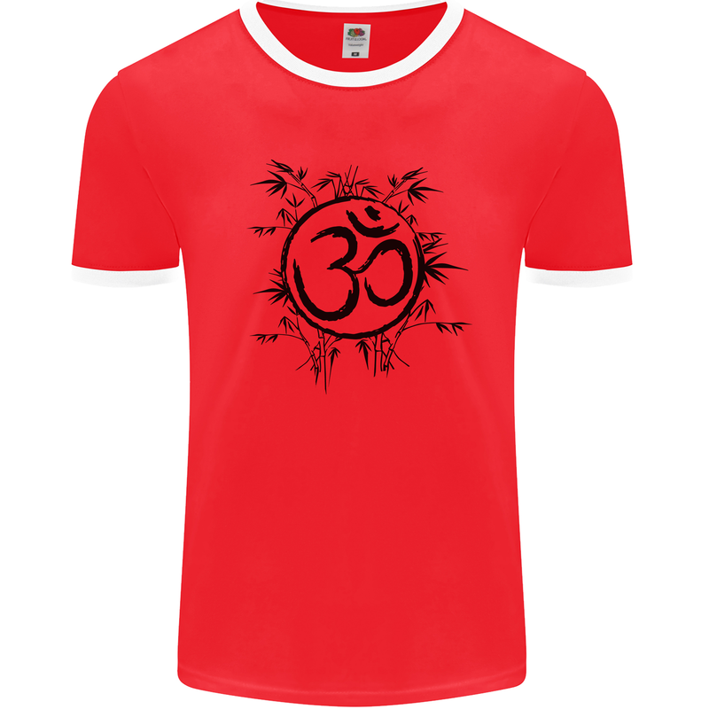 Yoga Symbol Sketch Meditation Mens Ringer T-Shirt Red/White