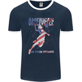 American Volleyball Player USA Flag Mens Ringer T-Shirt FotL Navy Blue/White