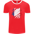 Torn France Flag French Day Football Mens Ringer T-Shirt FotL Red/White