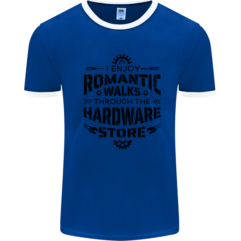Romantic Walks Hardware Store Tradesman DIY Mens Ringer T-Shirt Royal Blue/White