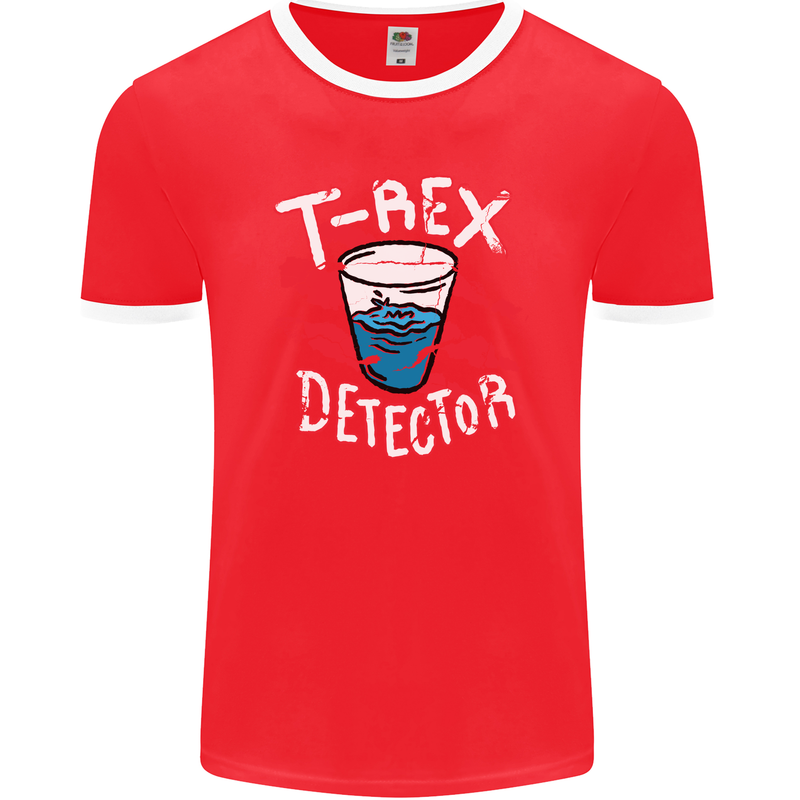 T-Rex Detector Funny Dinosaur Mens Ringer T-Shirt FotL Red/White