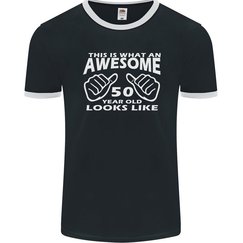 50th Birthday 50 Year Old This Is What Mens Ringer T-Shirt FotL Black/White