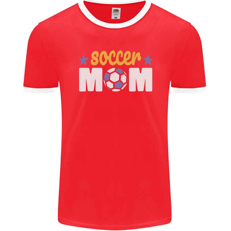 Soccer Mum Mom Mens Ringer T-Shirt FotL Red/White