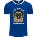 Love Pugs and Gaming Gamer Mens Ringer T-Shirt FotL Royal Blue/White