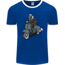 Scooter Skull Biker Motorcycle MOD Mens Ringer T-Shirt FotL Royal Blue/White