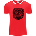 A Mandala Turtle Head Tribal Tortoise Mens Ringer T-Shirt Red/White