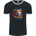 Torn Swaziland Flag Swazi Day Football Mens Ringer T-Shirt FotL Black/White