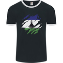 Torn Lesotho Flag Basotho Day Football Mens Ringer T-Shirt FotL Black/White