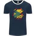 Torn Grenada Flag Grenadians Day Football Mens Ringer T-Shirt FotL Navy Blue/White