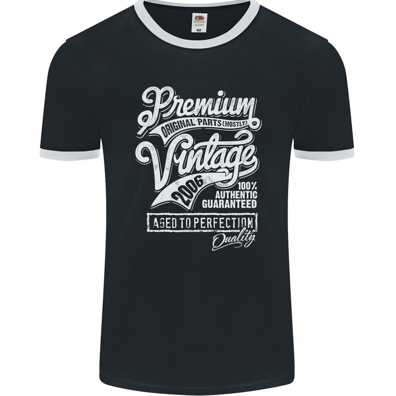 Aged to Perfection Vintage 17th Birthday 2006 Mens Ringer T-Shirt FotL Black/White