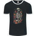 A Skeleton With Flowers Skull Mens Ringer T-Shirt FotL Black/White