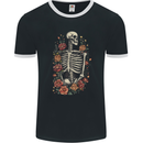 A Skeleton With Flowers Skull Mens Ringer T-Shirt FotL Black/White