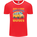 Just a Boy Who Loves Buses Bus Mens Ringer T-Shirt FotL Red/White