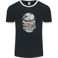 Watermelon Moon Space Planets Mens Ringer T-Shirt FotL Black/White