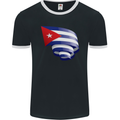 Curled Cuba Flag Cuban Day Football Mens Ringer T-Shirt FotL Black/White