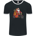 Motorbike & Sidecar Christmas Santa Xmas Biker Mens Ringer T-Shirt FotL Black/White