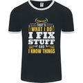 I Fix Stuff Funny Electrician Sparky Mechanic Mens Ringer T-Shirt FotL Black/White