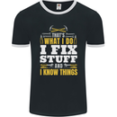 I Fix Stuff Funny Electrician Sparky Mechanic Mens Ringer T-Shirt FotL Black/White