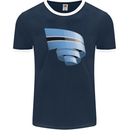 Curled Botswana Flag Batswana Day Football Mens Ringer T-Shirt FotL Navy Blue/White