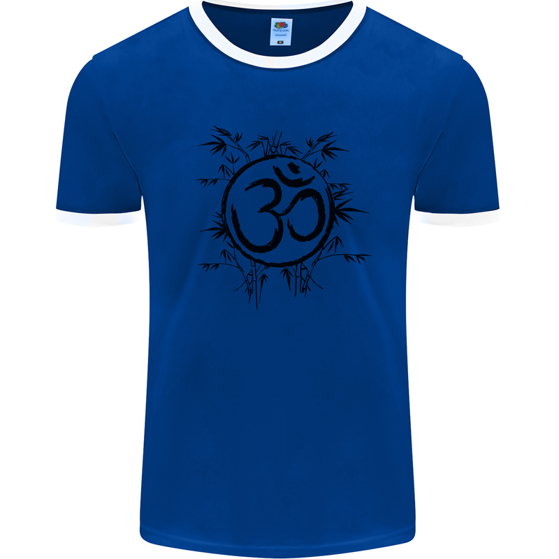 Yoga Symbol Sketch Meditation Mens Ringer T-Shirt Royal Blue/White