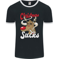 Christmas Sucks Funny Xmas Weed Spliff Mens Ringer T-Shirt FotL Black/White