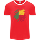 Torn Benin Flag Beninese Day Football Mens Ringer T-Shirt FotL Red/White