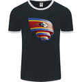 Curled Swaziland Flag Swazi Day Football Mens Ringer T-Shirt FotL Black/White