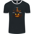 Evil Halloween Pumpkin Face 2 Mens Ringer T-Shirt FotL Black/White