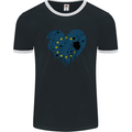 Love EU Flag European Union Flag Football Mens Ringer T-Shirt FotL Black/White