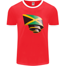 Curled Jamaican Flag Jamaica Day Football Mens Ringer T-Shirt FotL Red/White