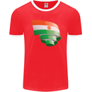 Curled Niger Flag Nigerien Day Football Mens Ringer T-Shirt FotL Red/White