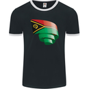 Curled Vanuatu Flag Day Football Mens Ringer T-Shirt FotL Black/White