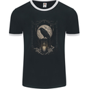 Moon & Crow Gothic Goth Vikings Skull Raven Mens Ringer T-Shirt FotL Black/White