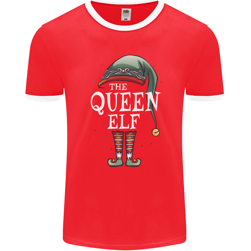 The Queen Elf Funny Christmas Xmas Mens Ringer T-Shirt FotL Red/White