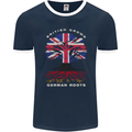 British Grown German Roots Germany Flag Mens Ringer T-Shirt FotL Navy Blue/White