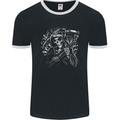 Grim Reaper Illustration Mens Ringer T-Shirt FotL Black/White