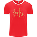 Easter For He is Risen Christian Christianity Jesus Mens Ringer T-Shirt FotL Red/White