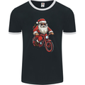 Christmas Cycling Santa Claus Bicycle Mens Ringer T-Shirt FotL Black/White