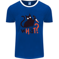 What? Funny Murderous Black Cat Halloween Mens Ringer T-Shirt Royal Blue/White