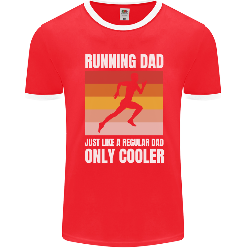 Running Dad Cross Country Marathon Runner Mens Ringer T-Shirt FotL Red/White