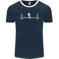 Trekking ECG Walking Rambling Hiking Pulse Mens Ringer T-Shirt FotL Navy Blue/White