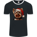 Christmas Yorkshire Terrier Dog Xmas Yorkie Mens Ringer T-Shirt FotL Black/White